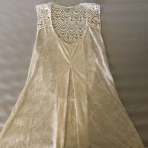 boho cream tank tunic with lace back detail